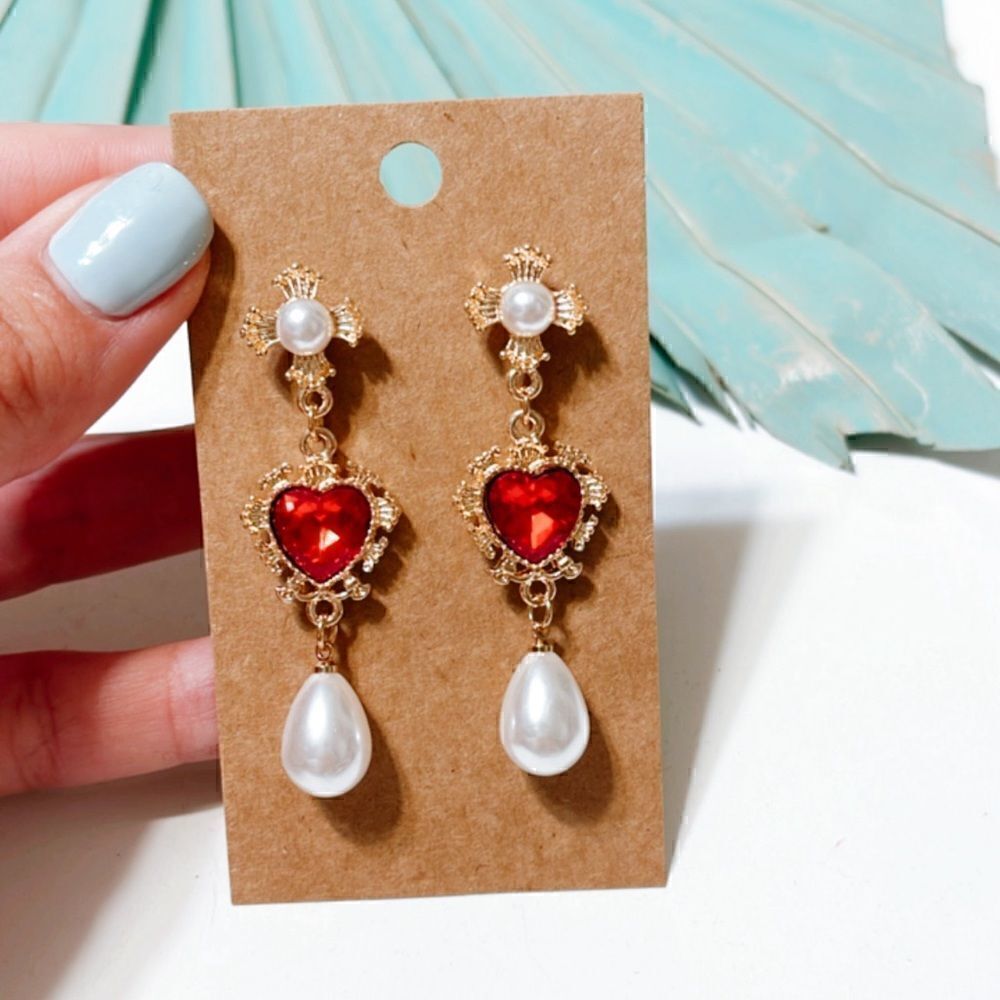 heart dangle earrings S109